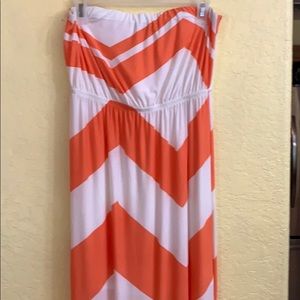 Orange and white maxi dress